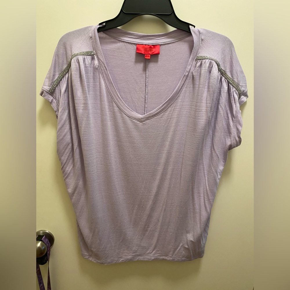 Jennifer Lopez Light Purple V-Neck Top